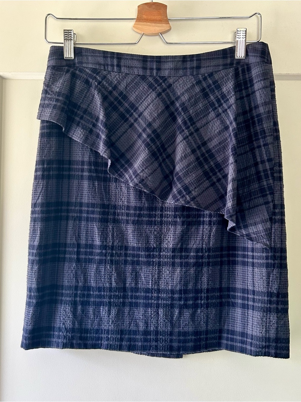 Banana Republic Asymmetrical Plaid Skirt - Navy and Black